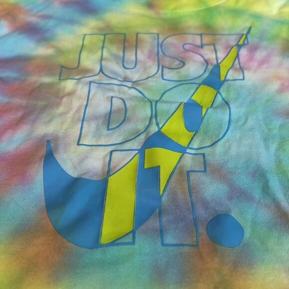 Nike Tie Dye Just Do It Short Sleeve Shirt Girls Sz 6-7Y - Picture 2 of 3